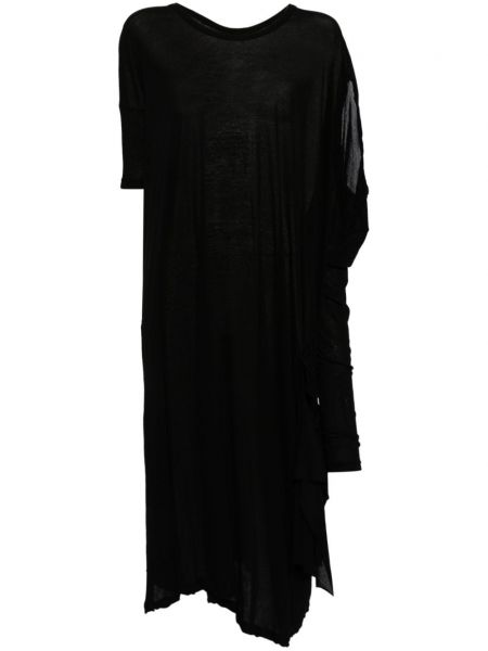Asimetrična majica s draperijom Yohji Yamamoto crna