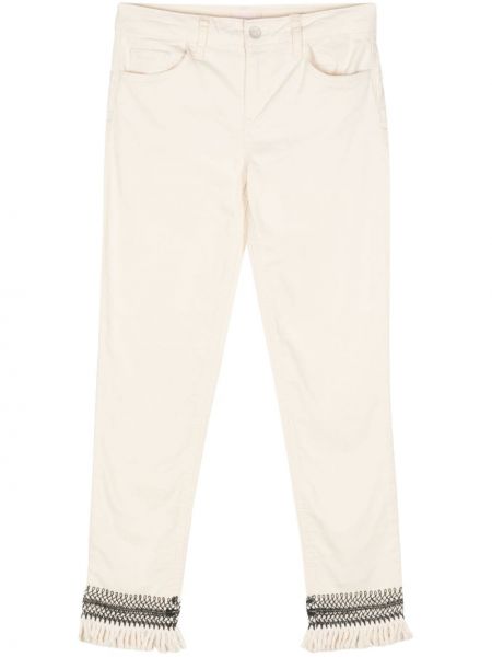 Bavlněné straight fit džíny s třásněmi Liu Jo bílé