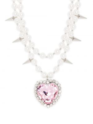 Obesek z perlami z žeblji z vzorcem srca Alessandra Rich