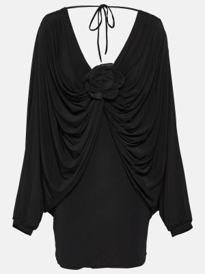 Φλοράλ φόρεμα ντραπέ Giuseppe Di Morabito μαύρο