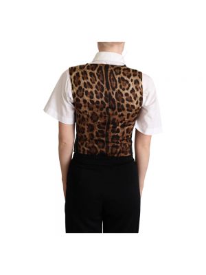 Chaleco de traje a rayas con estampado leopardo Dolce & Gabbana negro