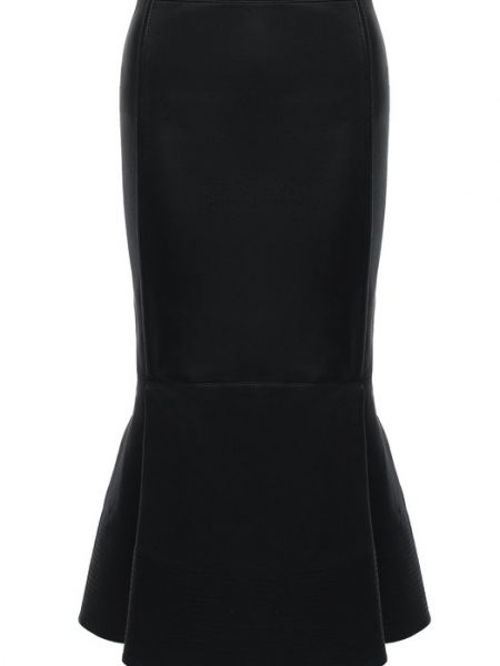 Кожаная юбка Valentino черная