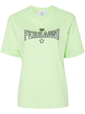 Памучна тениска Chiara Ferragni зелено
