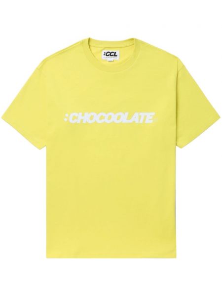 Kokvilnas t-krekls ar apdruku Chocoolate dzeltens