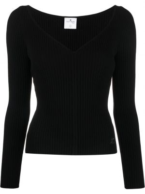 Džemper s v-izrezom Courreges crna