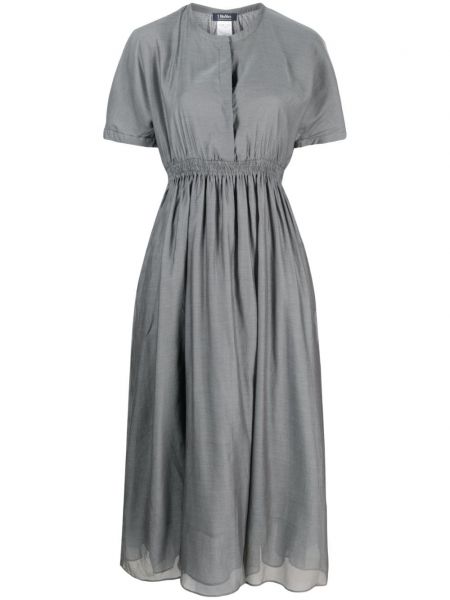 Plisované midi šaty s knoflíky 's Max Mara šedé