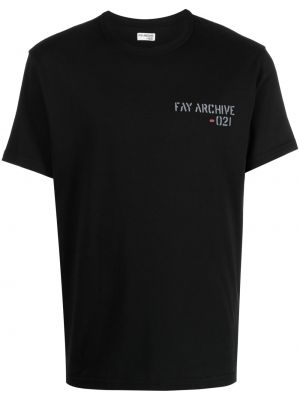Памучна тениска с принт Fay черно