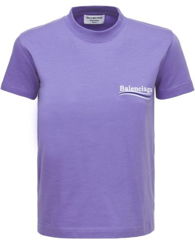 Slim fit priliehavé tričko s výšivkou Balenciaga fialová