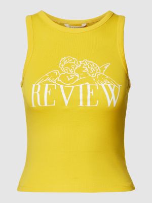Top z nadrukiem Review Female żółty