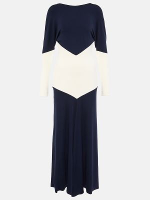 Dlouhé šaty s dlhými rukávmi Victoria Beckham modrá