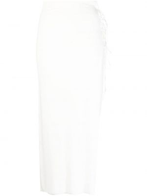 Suknja pencil s vezicama s čipkom Manuri bijela