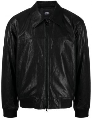 Kožená bunda na zip Studio Tomboy černá
