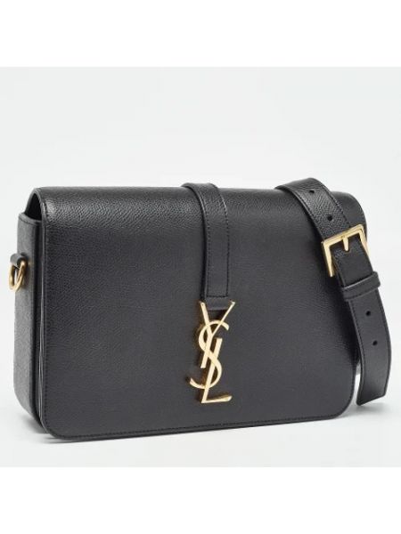 Bolso cruzado de cuero retro Yves Saint Laurent Vintage negro