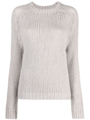 Vlnený sveter z alpaky s okrúhlym výstrihom Peserico sivá