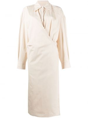 Βαμβακερή φόρεμα Lemaire λευκό