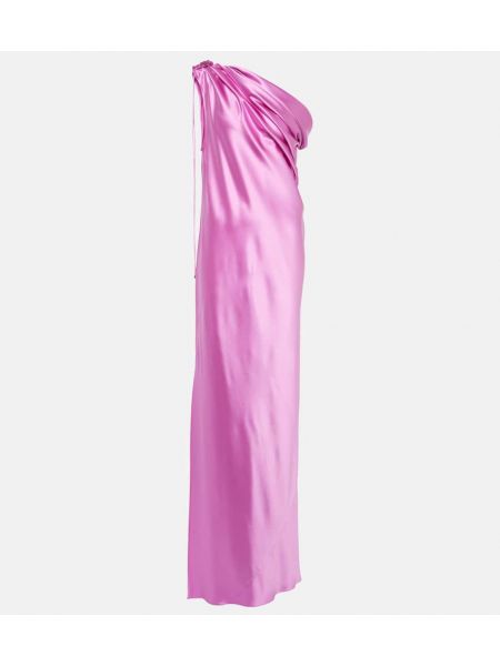 Hedvábné dlouhé šaty Max Mara růžové
