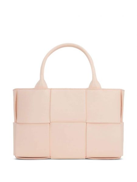 Δερμάτινη τσάντα shopper Bottega Veneta ροζ