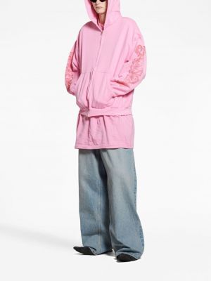 Mikina s kapucí na zip Balenciaga růžová