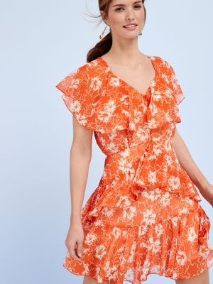 Платье мини с принтом Next оранжевое