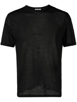 Haftowana koszulka bawełniana Saint Laurent czarna