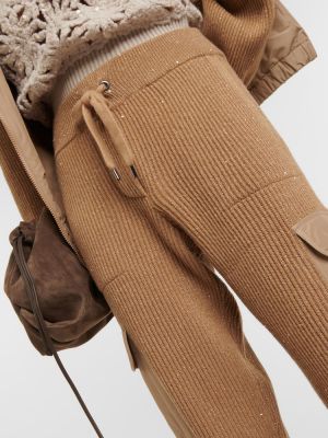 Pantaloni tuta di lana di cachemire Brunello Cucinelli marrone