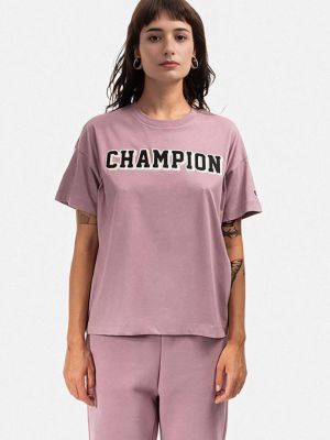 Bavlněné tričko Champion fialové