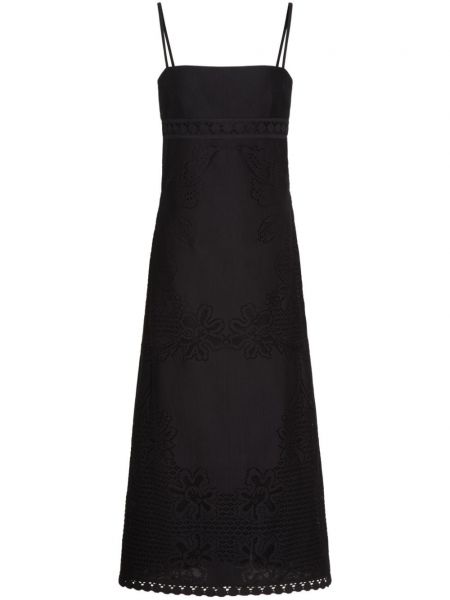 Βαμβακερή μίντι φόρεμα Valentino Garavani μαύρο