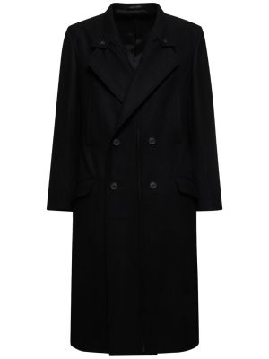 Płaszcz wełniany flanelowy Yohji Yamamoto czarny