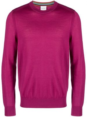 Вълнен пуловер от мерино вълна с кръгло деколте Paul Smith розово