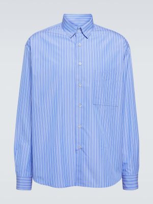 Bombažna srajca s črtami Lanvin modra