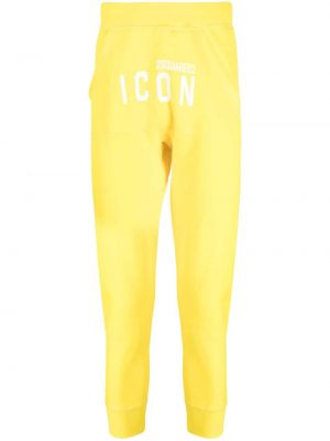 Sportovní kalhoty s potiskem Dsquared2 žluté