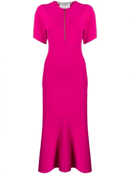 Коктейлна рокля с цип Stella Mccartney розово
