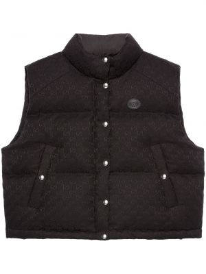 Prešívaná bavlnená vesta bez rukávov Gucci - čierna