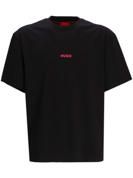Βαμβακερή μπλούζα με σχέδιο Hugo μαύρο