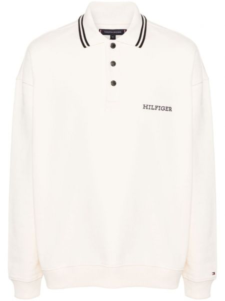 Памучна поло тениска бродирана Tommy Hilfiger бяло