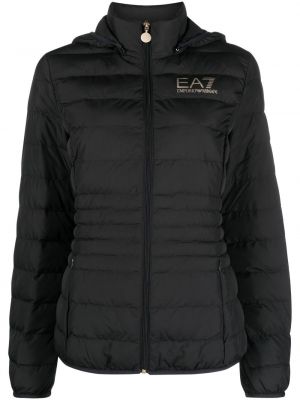 Páperová bunda s potlačou Ea7 Emporio Armani čierna