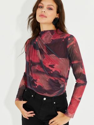 Блуза от тюл Cool & Sexy винено червено