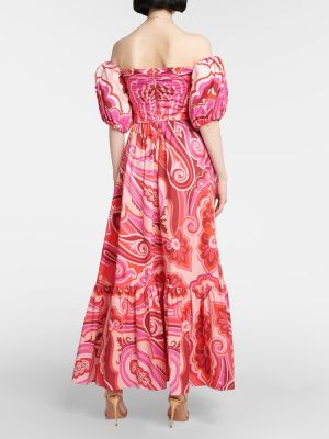 Памучна миди рокля с пейсли десен Etro розово
