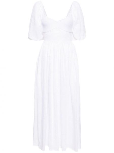Lanena midi haljina Faithfull The Brand bijela