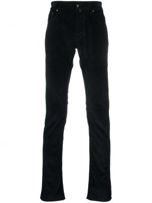 Menčestrové priliehavé rovné nohavice s nízkym pásom Jacob Cohen modrá
