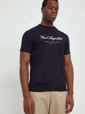 Тениска с дълъг ръкав с апликация Karl Lagerfeld черно