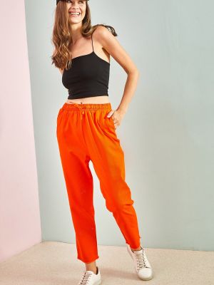 Pantaloni cu picior drept Bianco Lucci portocaliu