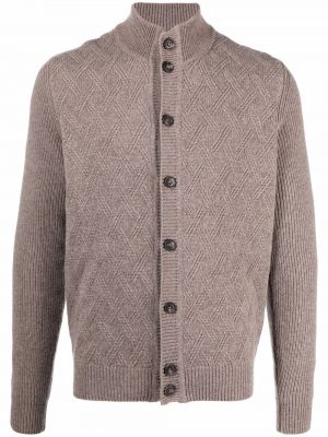 Dun strikkegenser med knapper med button down-krage Corneliani beige