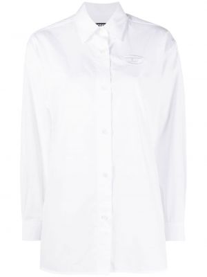 Bavlněná košile s výšivkou Diesel bílá