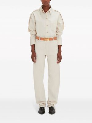 Plisuota medvilninė marškiniai Victoria Beckham balta