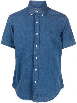 Βαμβακερό πουκάμισο με κέντημα με λαιμόκοψη v Polo Ralph Lauren