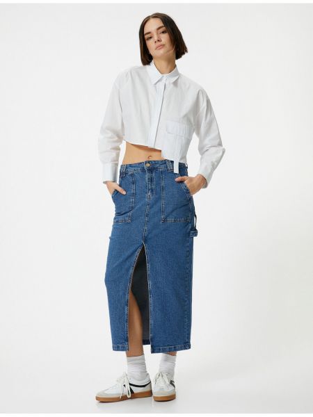 Bavlnená džínsová sukňa Koton