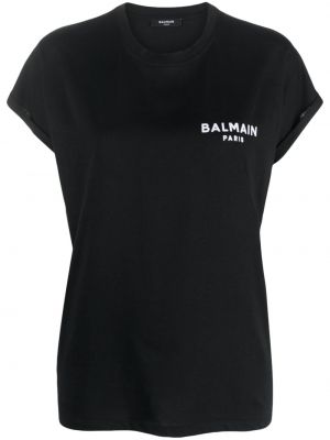 T-shirt di cotone con stampa Balmain nero