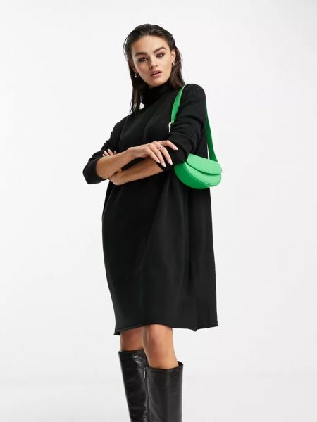 Платье мини с высоким воротником оверсайз French Connection черное