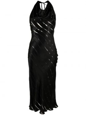 Сатенена вечерна рокля Del Core черно